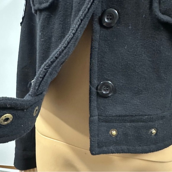 BBDakota Military Black Bomber Jacket with Pockets and Stripes Patches Womens M - Picture 13 of 16